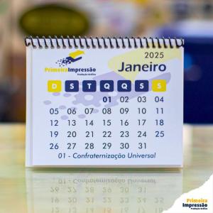 Calendário de Mesa 150x125 Papel couchê 250g 150x125  Base em triplex 300g Encadernação espiral Arte personalizada