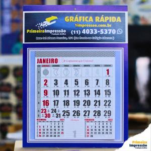 Calendário de Parede 240x350 Papel triplex 300g 240x350 4x0  Bloco calendário com 12 folhas Arte personalizada